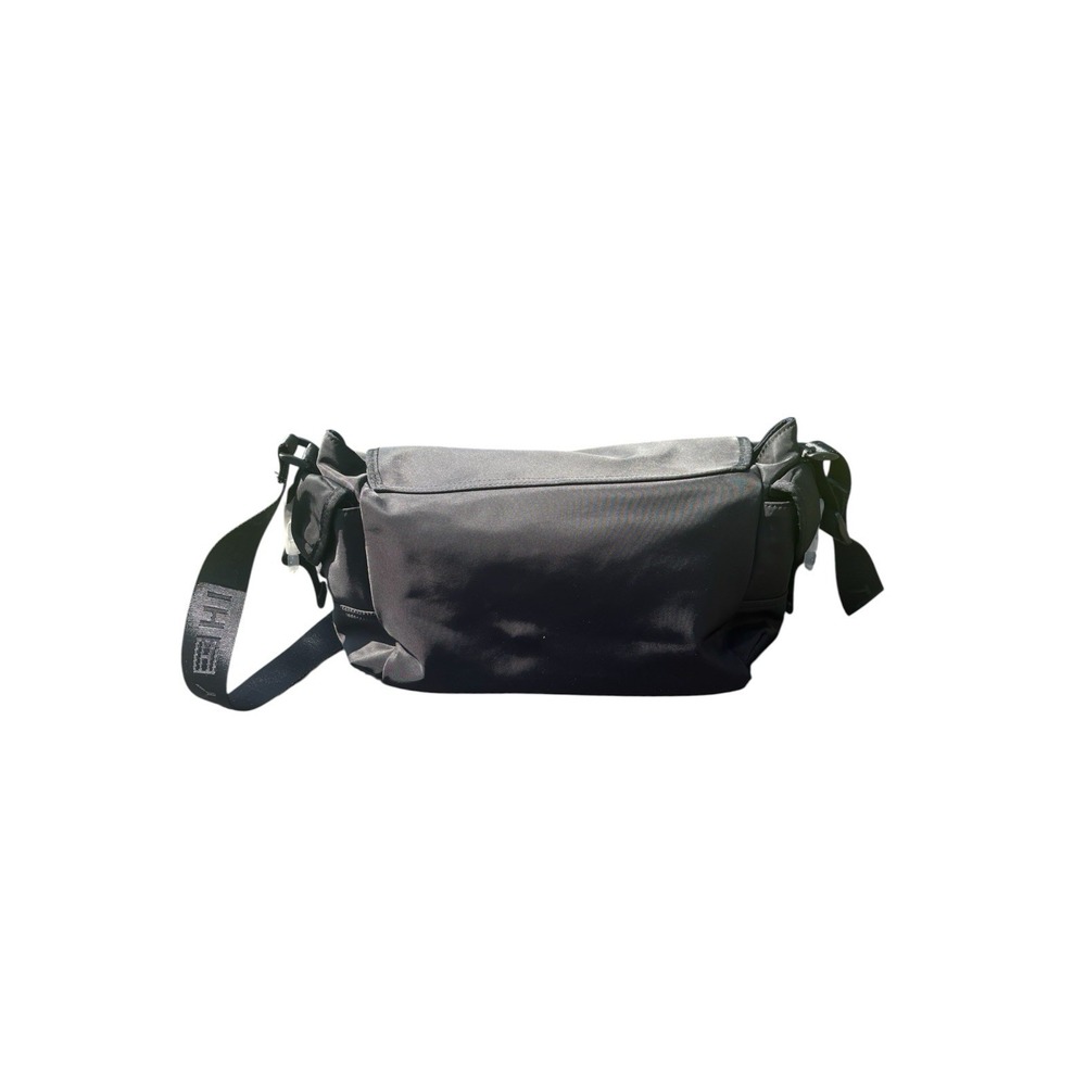 Tommy Hilfiger Womens OS/TU Satchel Flap Shoulder Bag Black Nylon White Red Logo - Picture 6 of 7